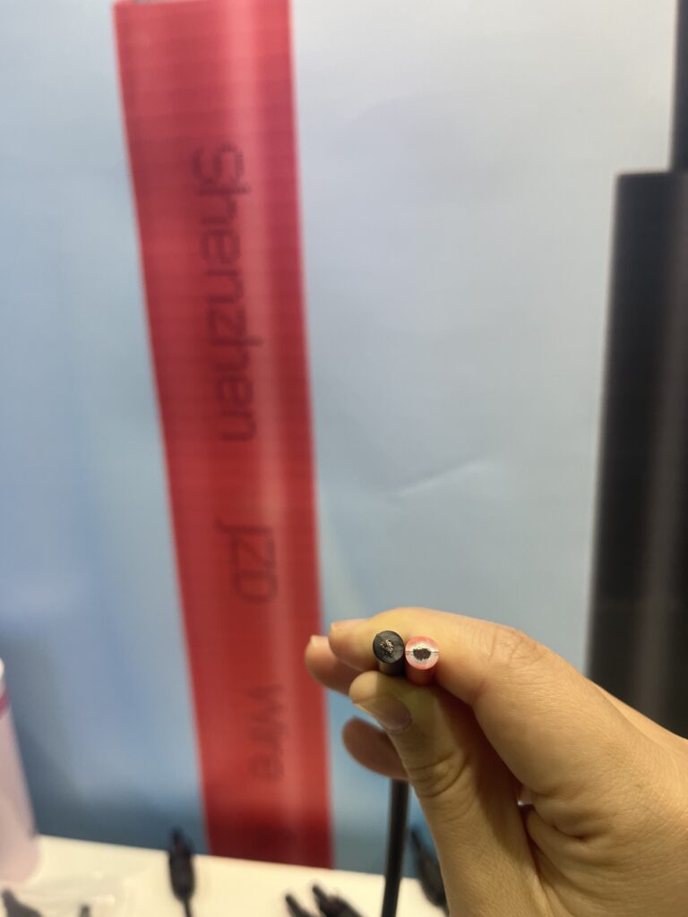 A live demonstration contrasted JZD’s 6mm² PV cable with locally sourced alternatives