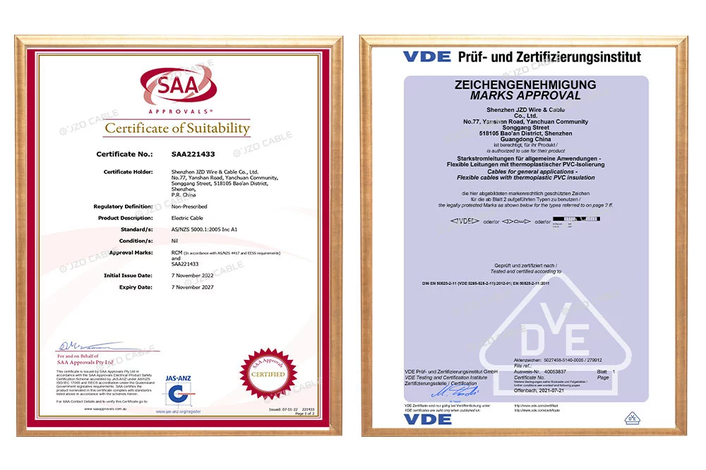 SAA & VDE Certificate