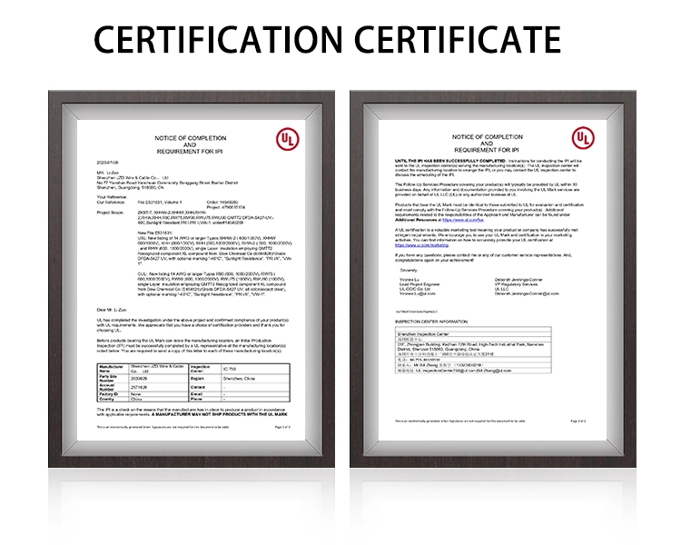 XHHW-2 Wire Certificate