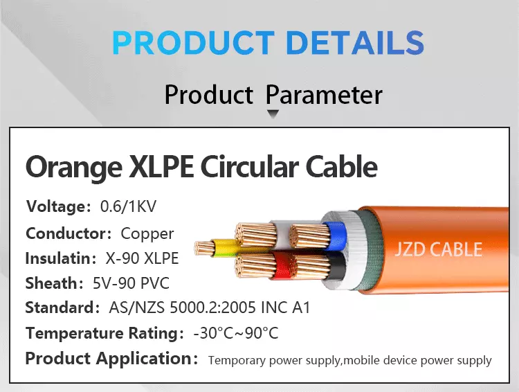 4 Core + Earth XLPE Orange Circular Cable