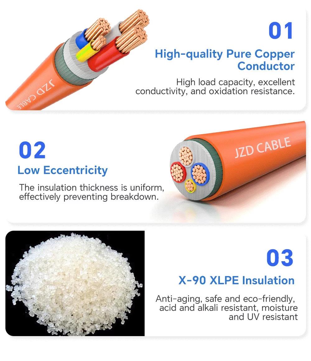 3C+E XLPE Orange Circular Cable